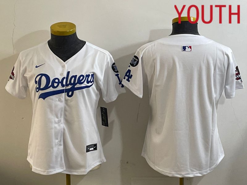 Youth Los Angeles Dodgers Blank White Game 2024 Nike MLB Jersey style 1209